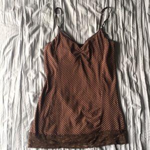 Brown Polka Dot Cami Tank Top